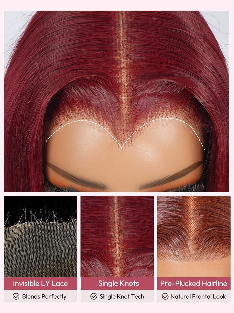 Red Straight Wig With Upgraded M Hairline