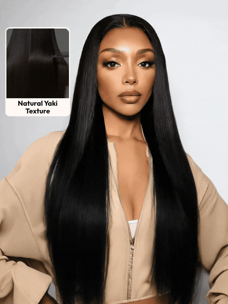 Light Yaki Straight Wig With Natural Black