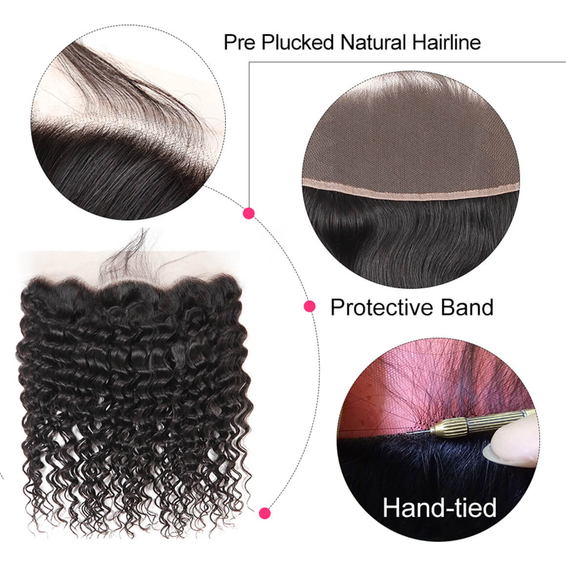 Deep Wave Hair Bundles 3 Pcs And a 13x4 Lace Frontal