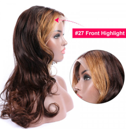 Body Wave Brown Wig With Honey Blonde Highlights