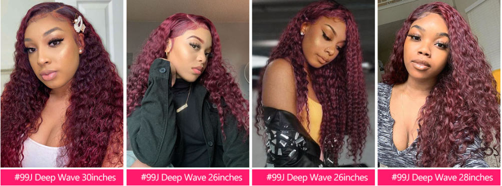 Burgundy Deep Wave Human Hair Wig