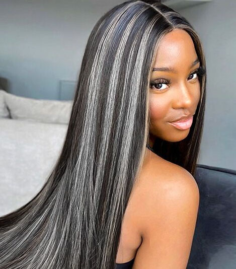 black wigs with gray highlights
