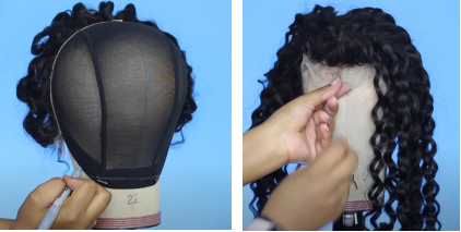 fix the hair closure on the front of the hair cap