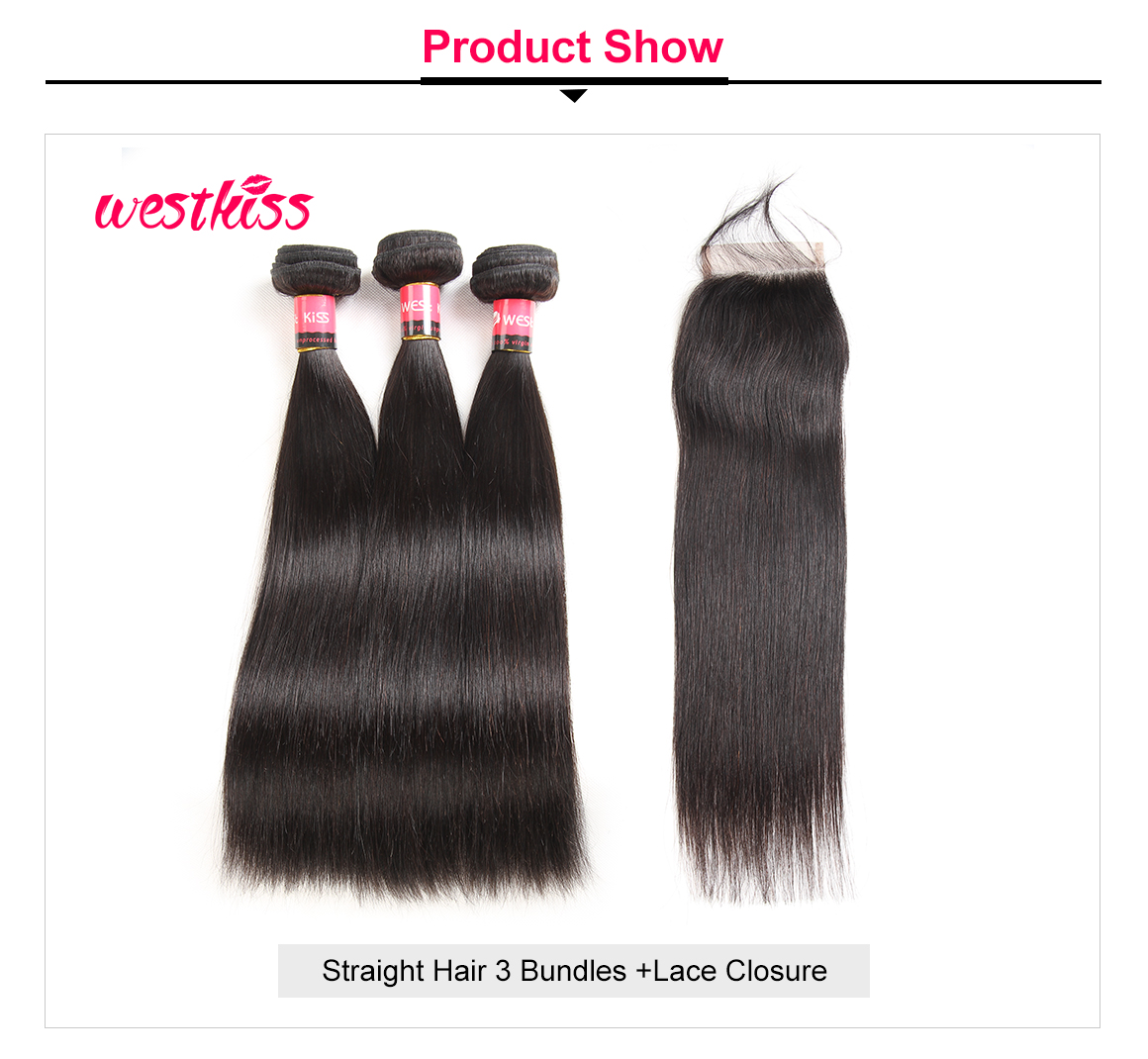 Straight Hair 3 Bundles With Lace Closure