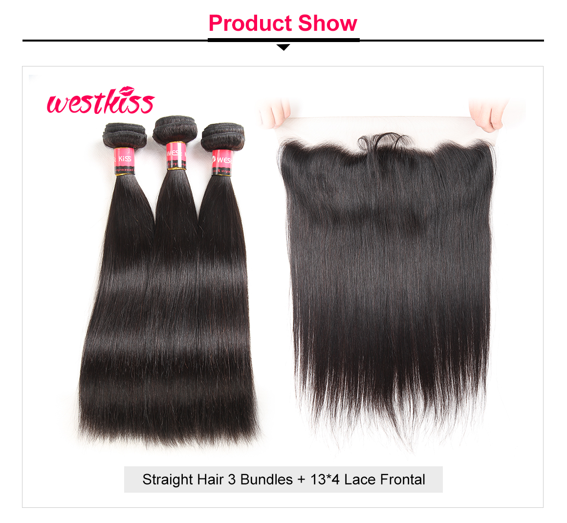 Straight Hair 3 Bundles With Lace Frontal
