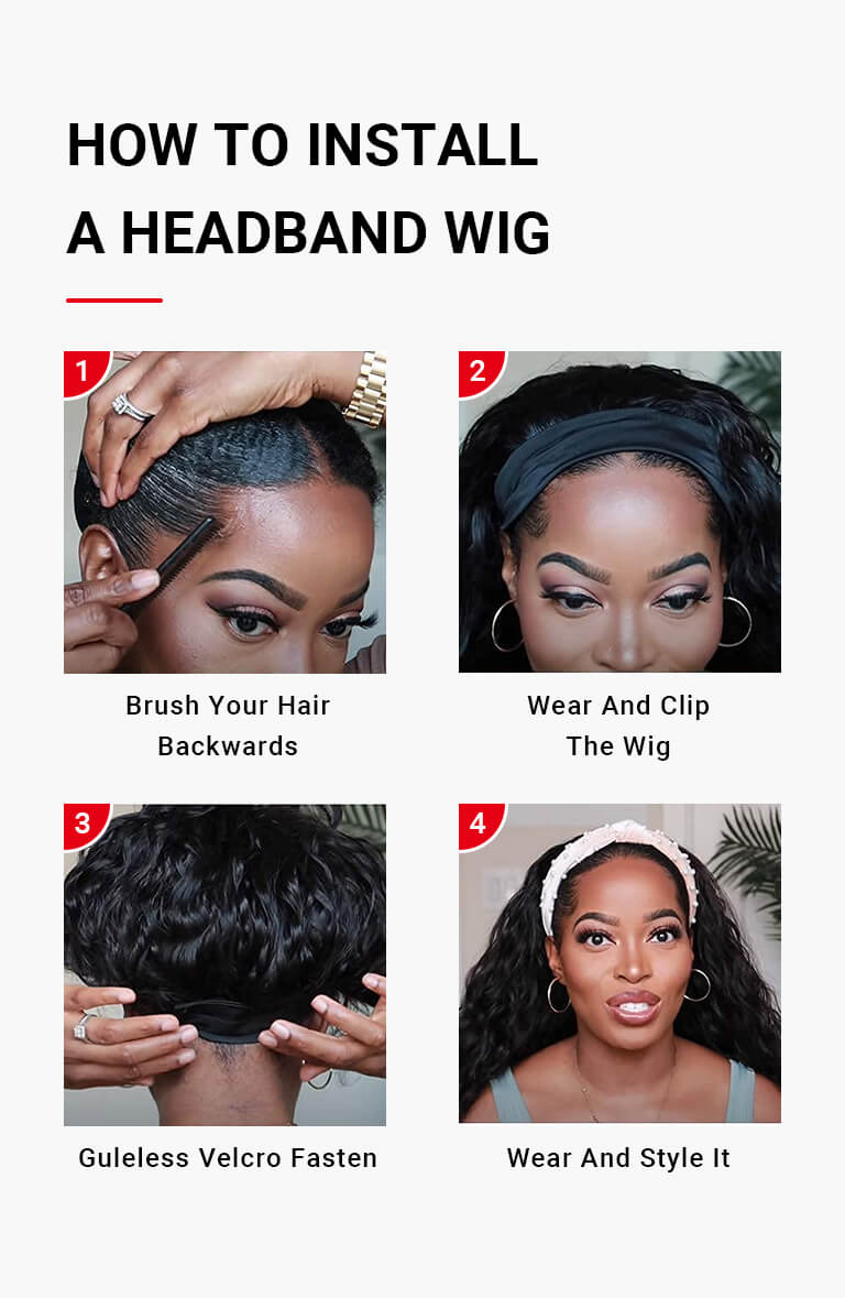 Brown Afro Kinky Curly Headband Wig Human Hair Glueless Wigs -West Kiss ...